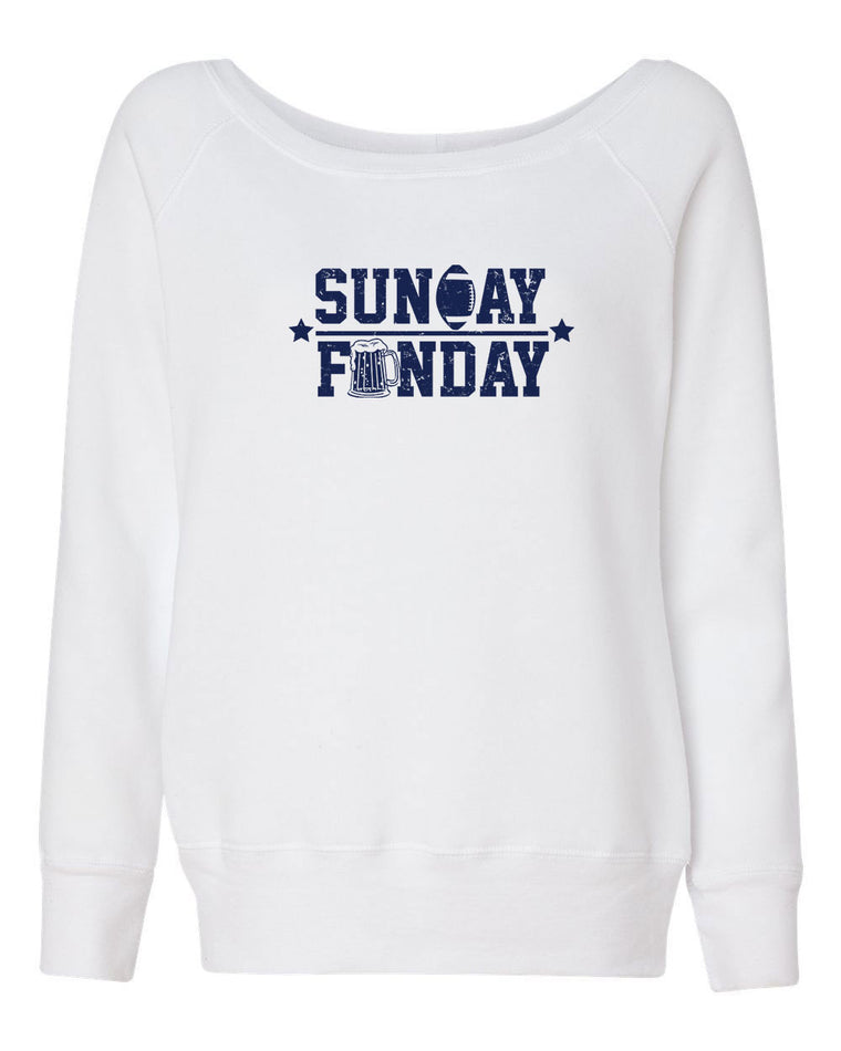 Women's Off the Shoulder Sweatshirt - Sunday Funday