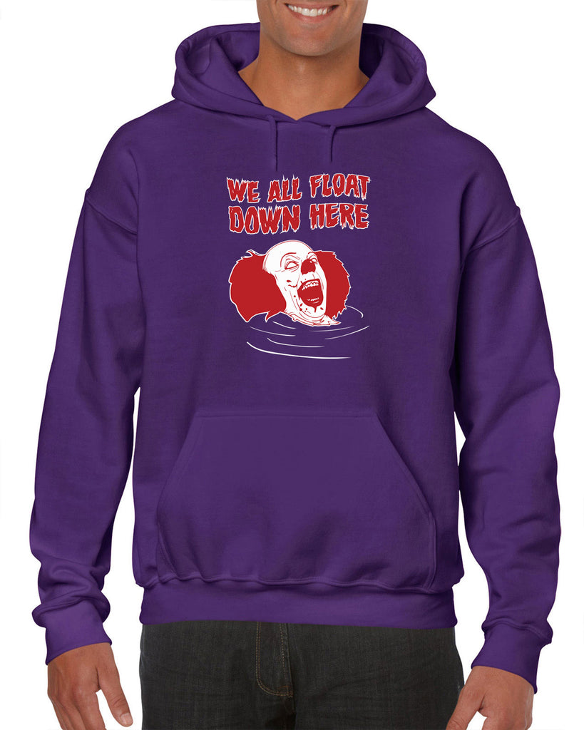 We All Float Down Here Hoodie Hooded Sweatshirt scary horror movie Halloween pennywise It clown creppy Vintage Retro