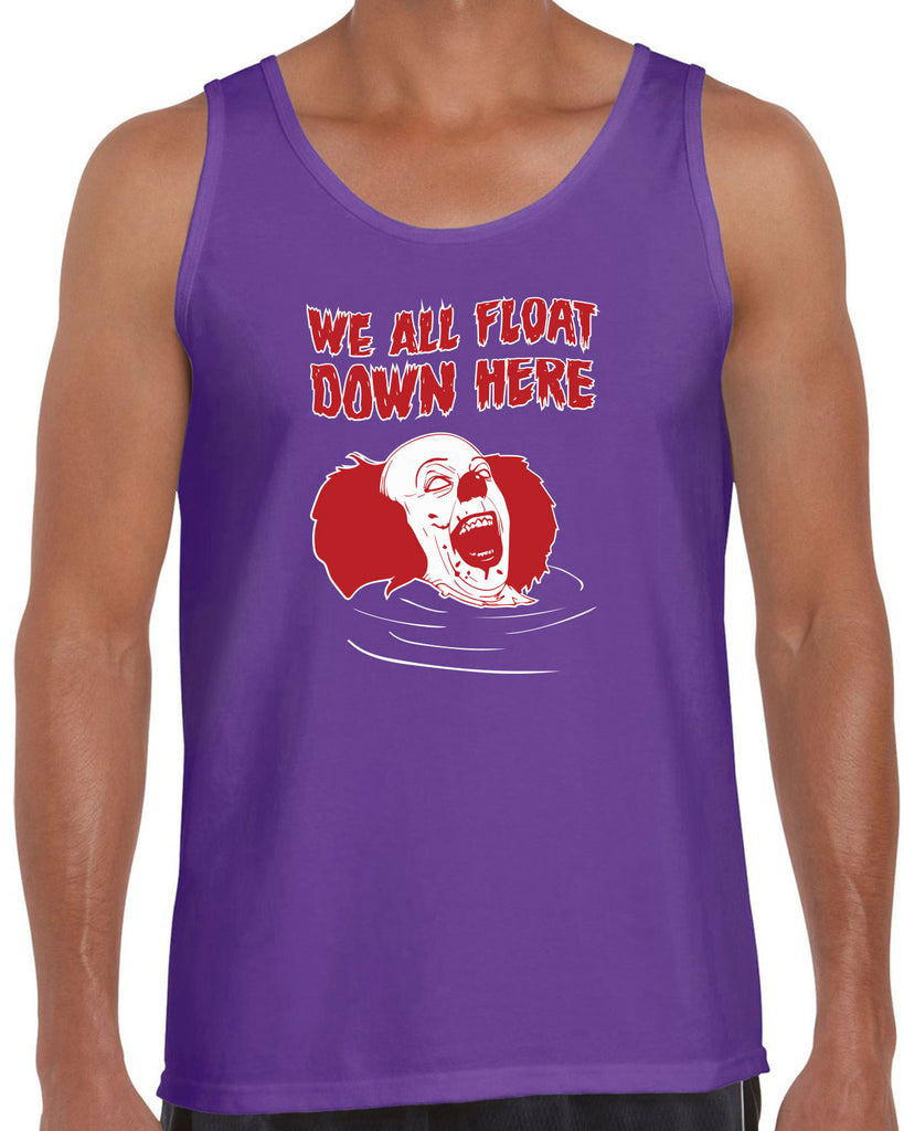 We All Float Down Here Tank Top scary horror movie Halloween pennywise It clown creppy Vintage Retro