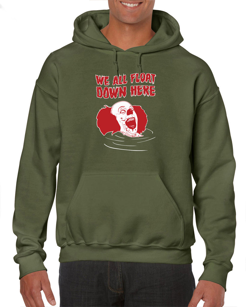 We All Float Down Here Hoodie Hooded Sweatshirt scary horror movie Halloween pennywise It clown creppy Vintage Retro