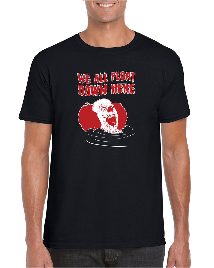 We All Float Down Here Mens T-Shirt scary horror movie Halloween pennywise It clown creppy Vintage Retro