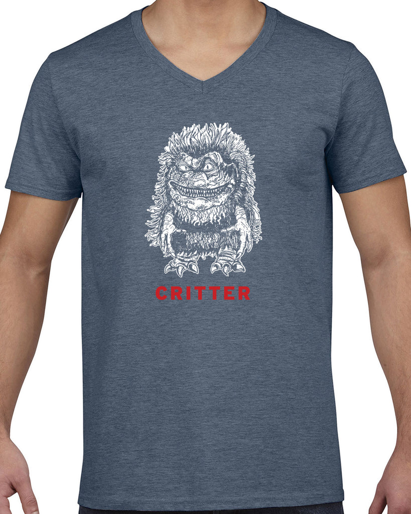 Critter Mens V Neck Shirt Critters 80s movie scary horror film party vintage retro