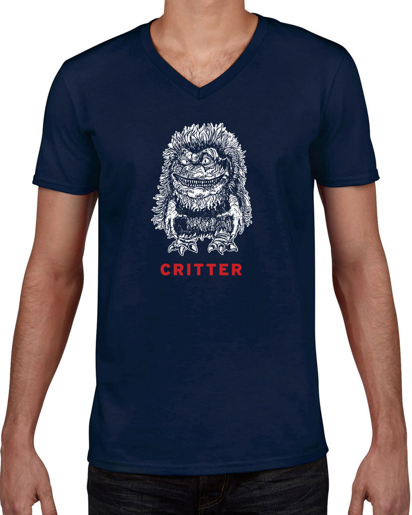 Critter Mens V Neck Shirt Critters 80s movie scary horror film party vintage retro