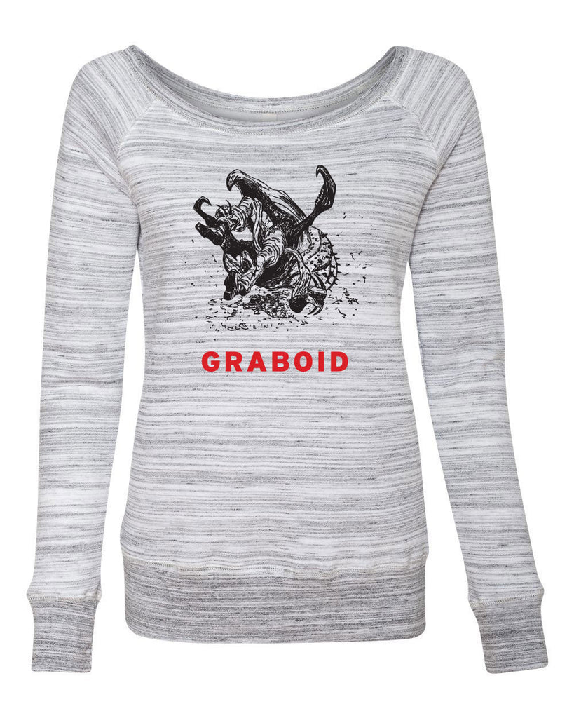 Graboid Off The Shoulder Womens Crew Sweatshirt Tremors 80s Halloween Scary Horror Vintage Retro