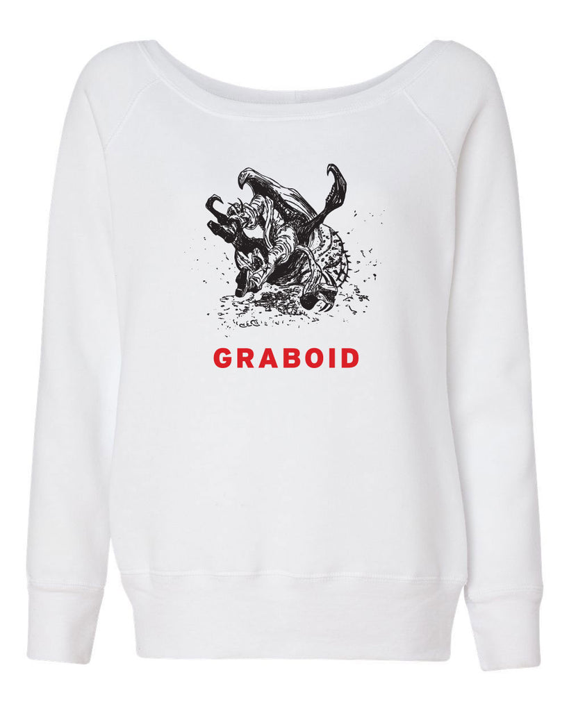 Graboid Off The Shoulder Womens Crew Sweatshirt Tremors 80s Halloween Scary Horror Vintage Retro