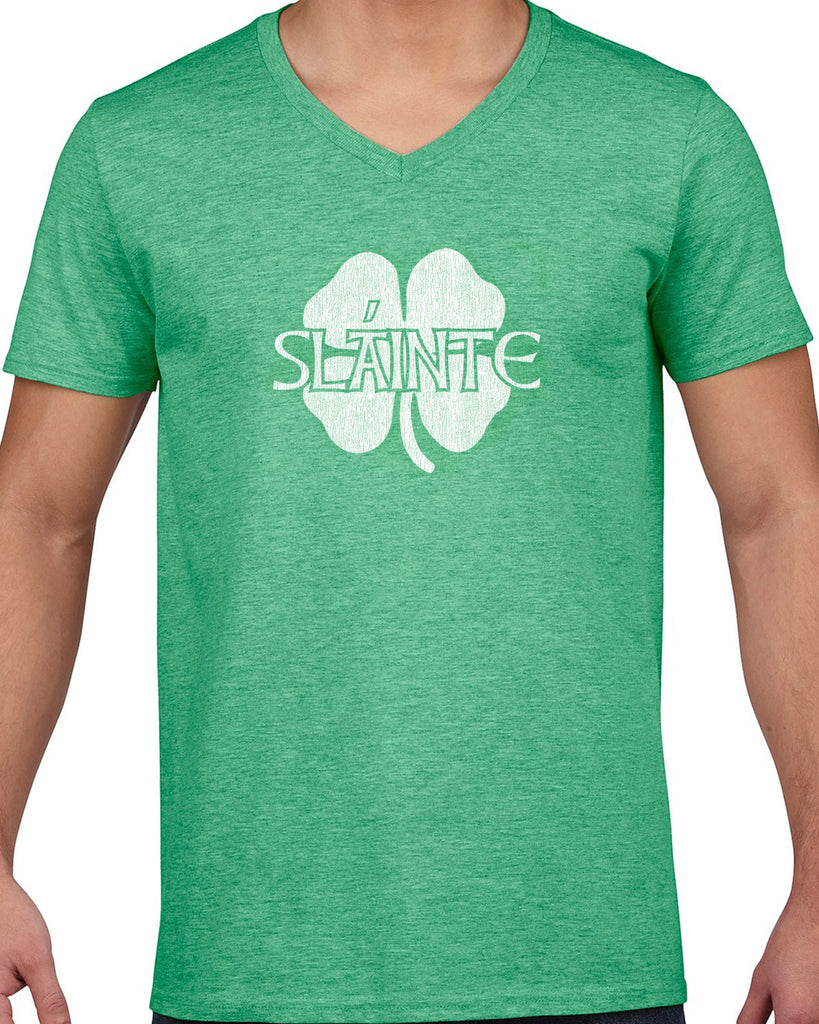 Slainte Mens V-neck T-shirt leprechaun clover St. Patricks Day st. pattys day Irish Ireland ginger drunk drinking party college holiday