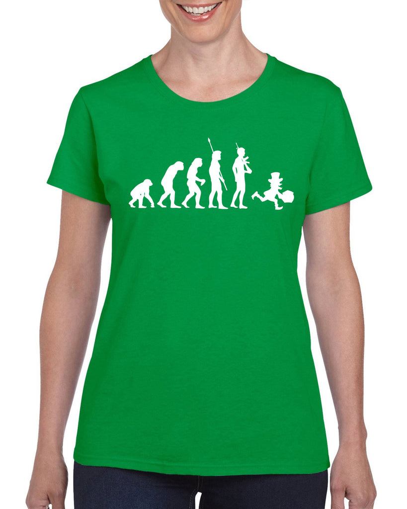 Leprechaun evolution Women's T-shirt clover St. Patricks Day st. pattys day Irish Ireland ginger drunk drinking party college holiday