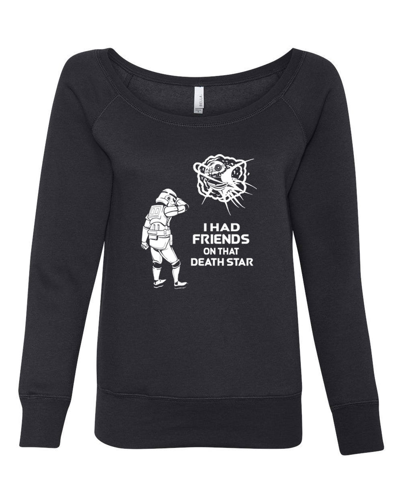 Hot Press Apparel Friends on Death Star Wars Vader Storm Trooper Galaxy Sci Fi Movie Gift Present Sale Women's Off the Shoulder Jedi