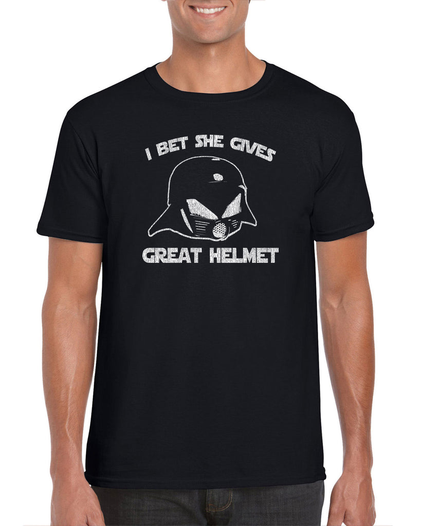 Hot Press Apparel I Bet She Gives Good Helmet Space Balls funny movie 80s sci fi Dark Helmet parody comedy