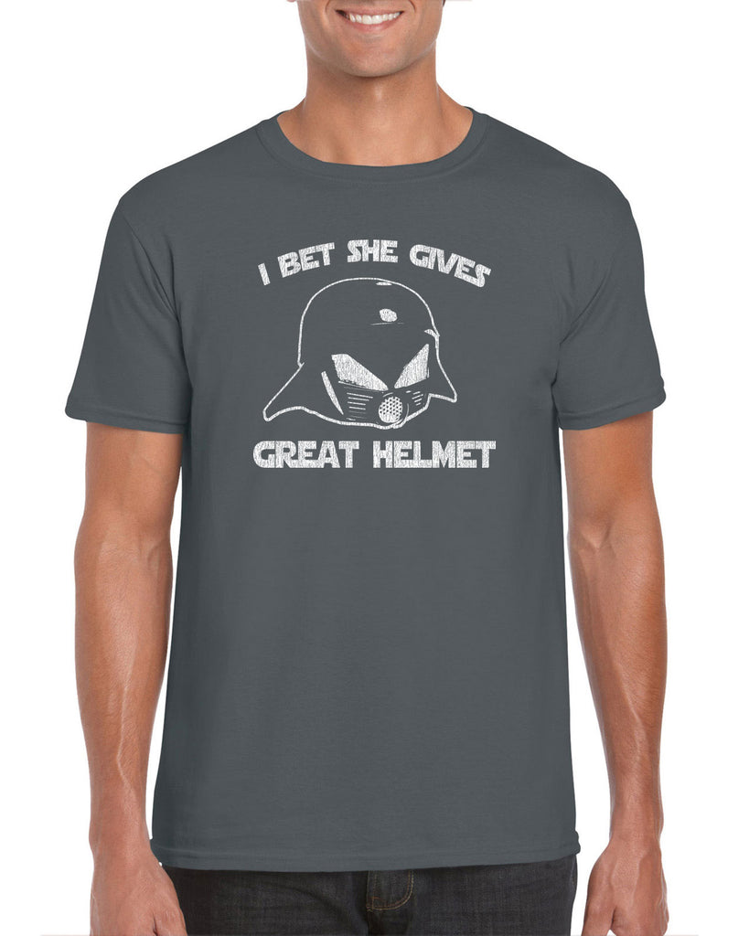 Hot Press Apparel I Bet She Gives Good Helmet Space Balls funny movie 80s sci fi Dark Helmet parody comedy