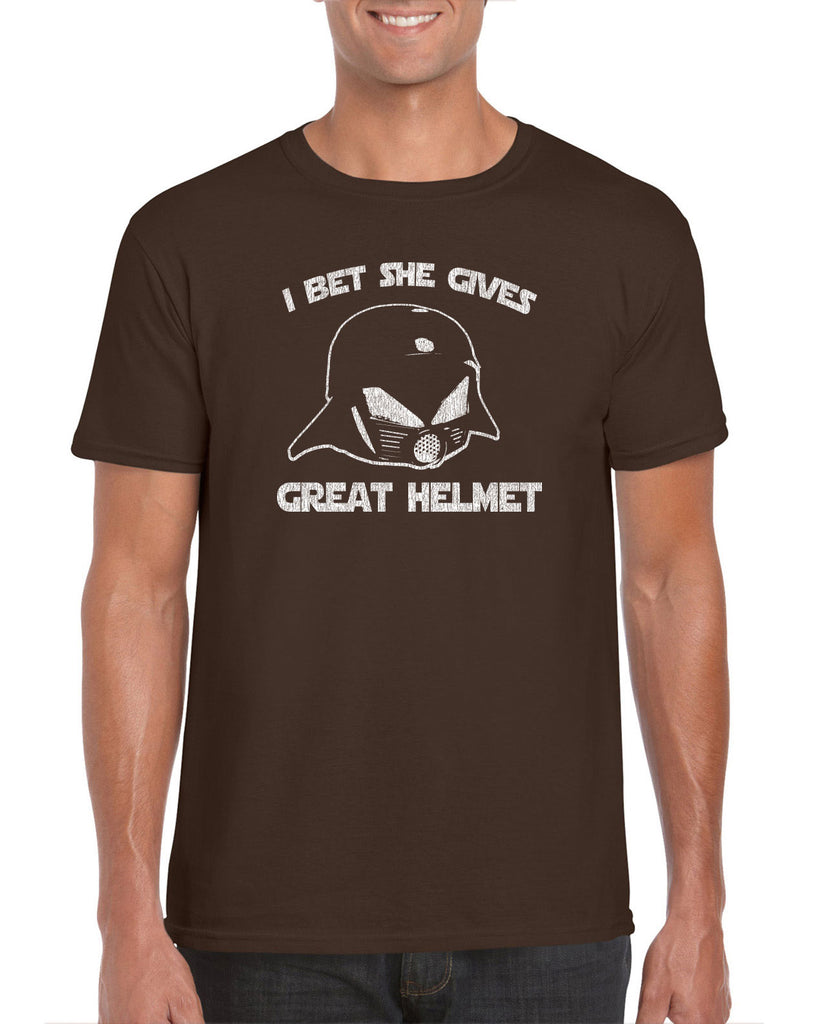 Hot Press Apparel I Bet She Gives Good Helmet Space Balls funny movie 80s sci fi Dark Helmet parody comedy