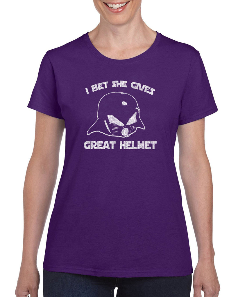 Hot Press Apparel I Bet She Gives Good Helmet Space Balls funny movie 80s sci fi Dark Helmet parody comedy