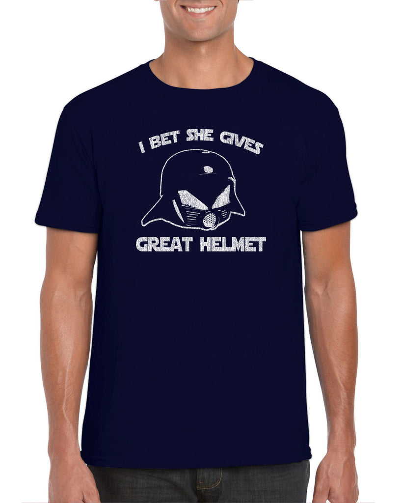 Hot Press Apparel I Bet She Gives Good Helmet Space Balls funny movie 80s sci fi Dark Helmet parody comedy