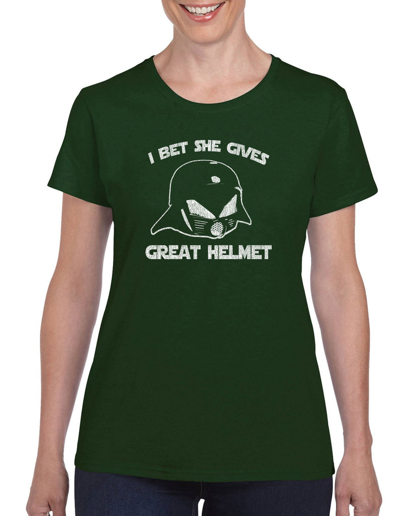 Hot Press Apparel I Bet She Gives Good Helmet Space Balls funny movie 80s sci fi Dark Helmet parody comedy