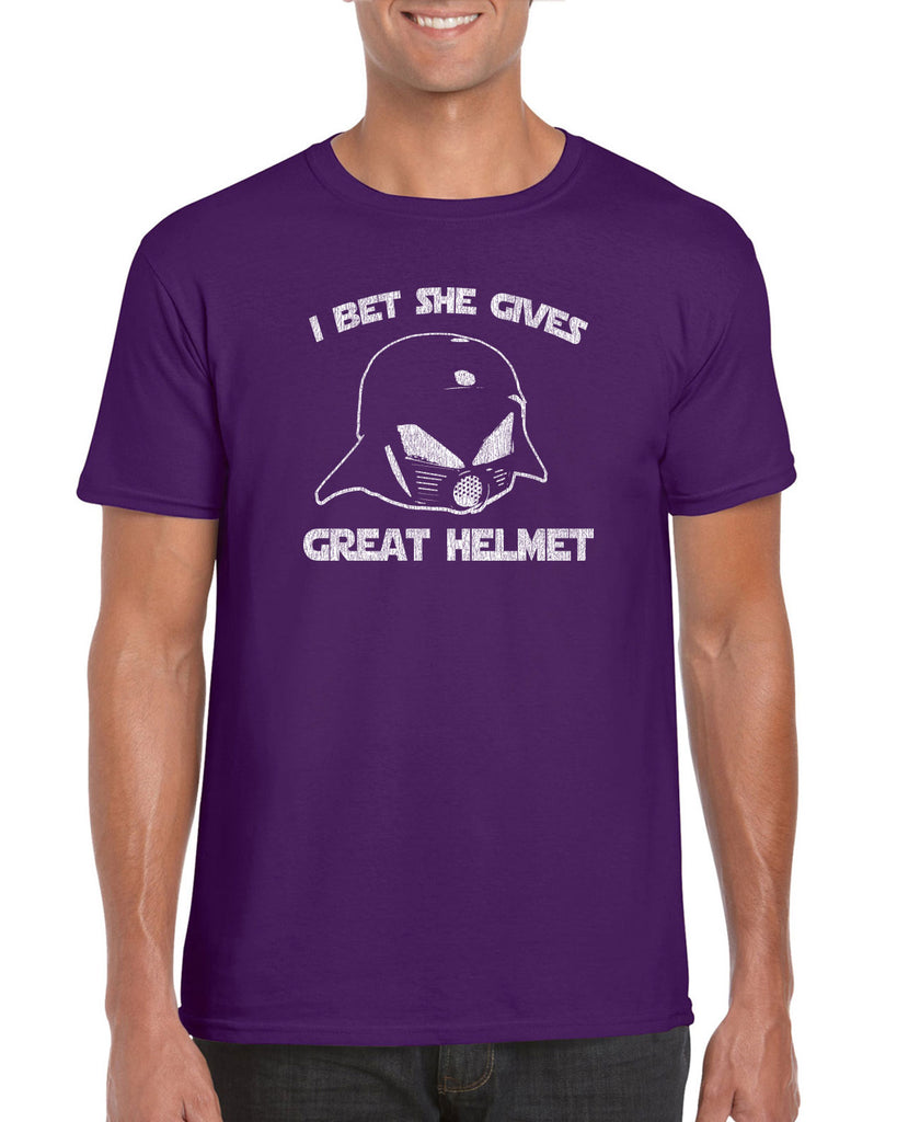 Hot Press Apparel I Bet She Gives Good Helmet Space Balls funny movie 80s sci fi Dark Helmet parody comedy