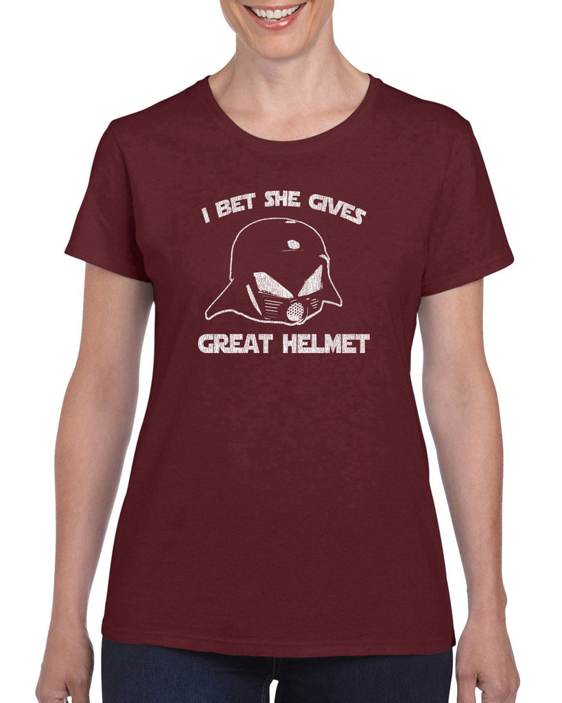 Hot Press Apparel I Bet She Gives Good Helmet Space Balls funny movie 80s sci fi Dark Helmet parody comedy