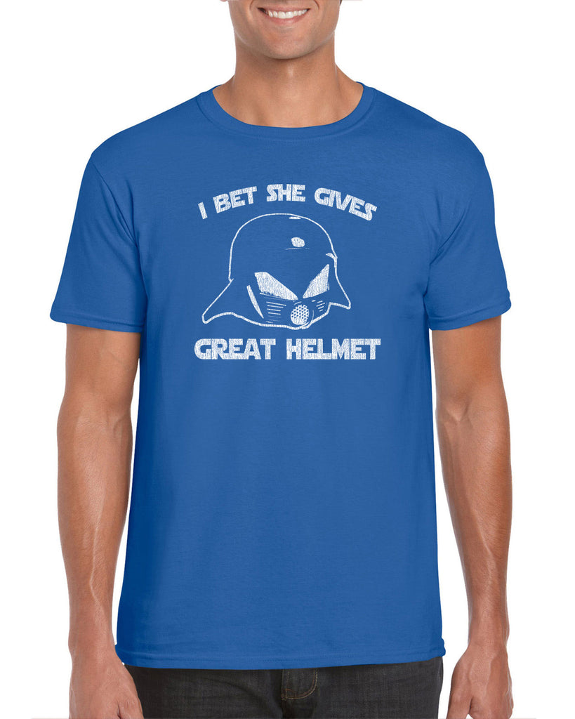 Hot Press Apparel I Bet She Gives Good Helmet Space Balls funny movie 80s sci fi Dark Helmet parody comedy