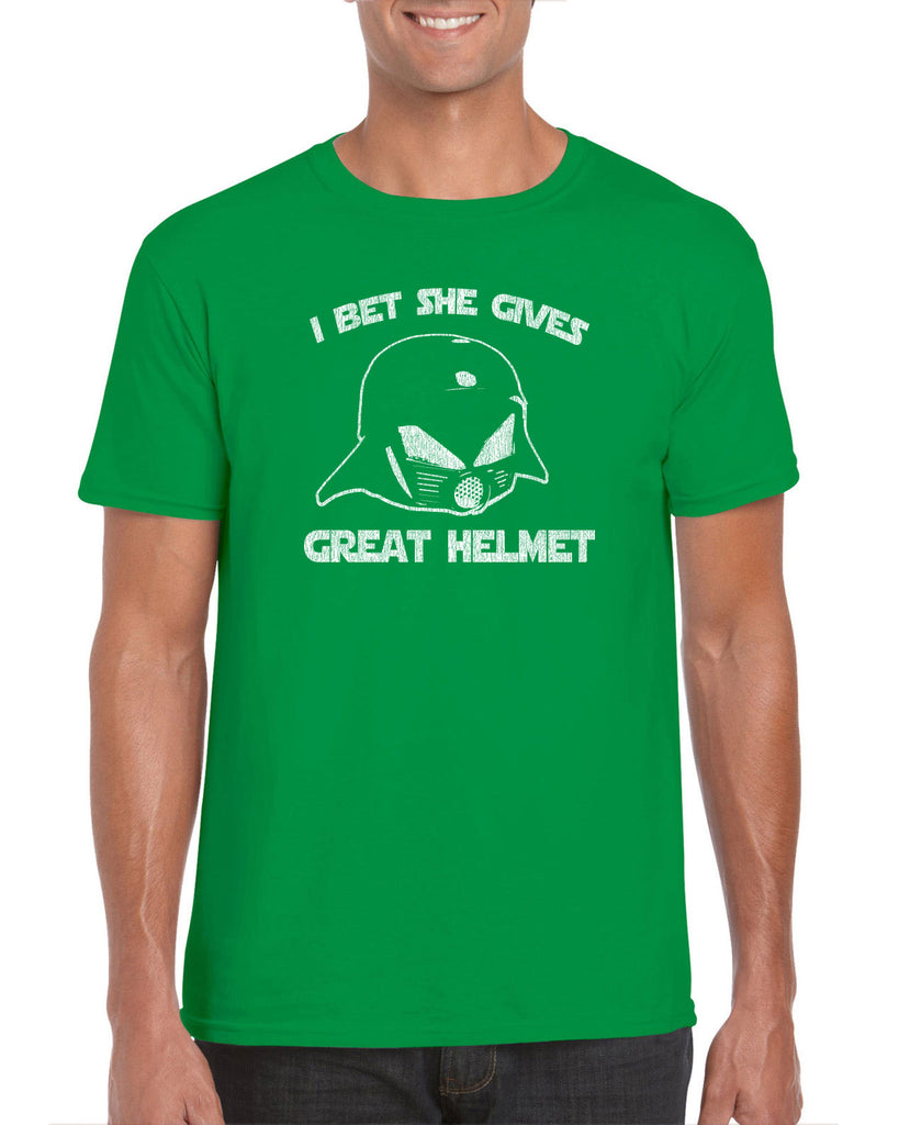 Hot Press Apparel I Bet She Gives Good Helmet Space Balls funny movie 80s sci fi Dark Helmet parody comedy