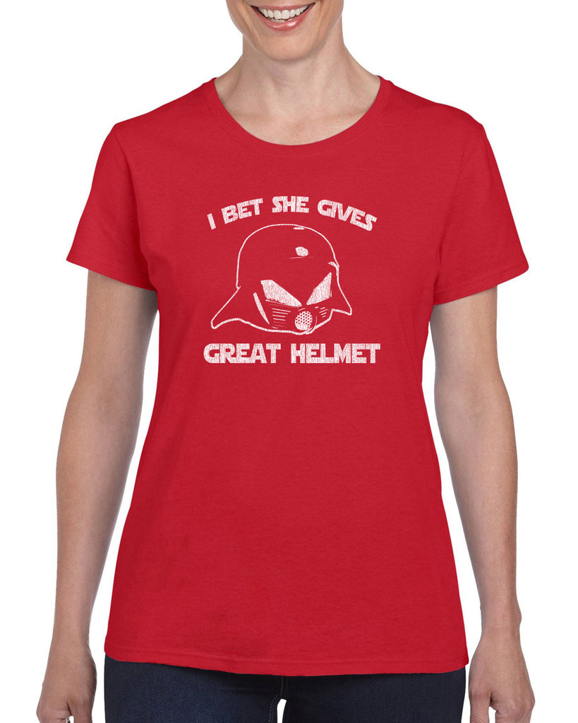 Hot Press Apparel I Bet She Gives Good Helmet Space Balls funny movie 80s sci fi Dark Helmet parody comedy