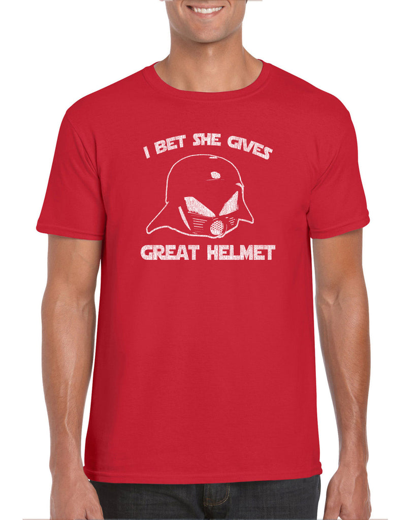 Hot Press Apparel I Bet She Gives Good Helmet Space Balls funny movie 80s sci fi Dark Helmet parody comedy