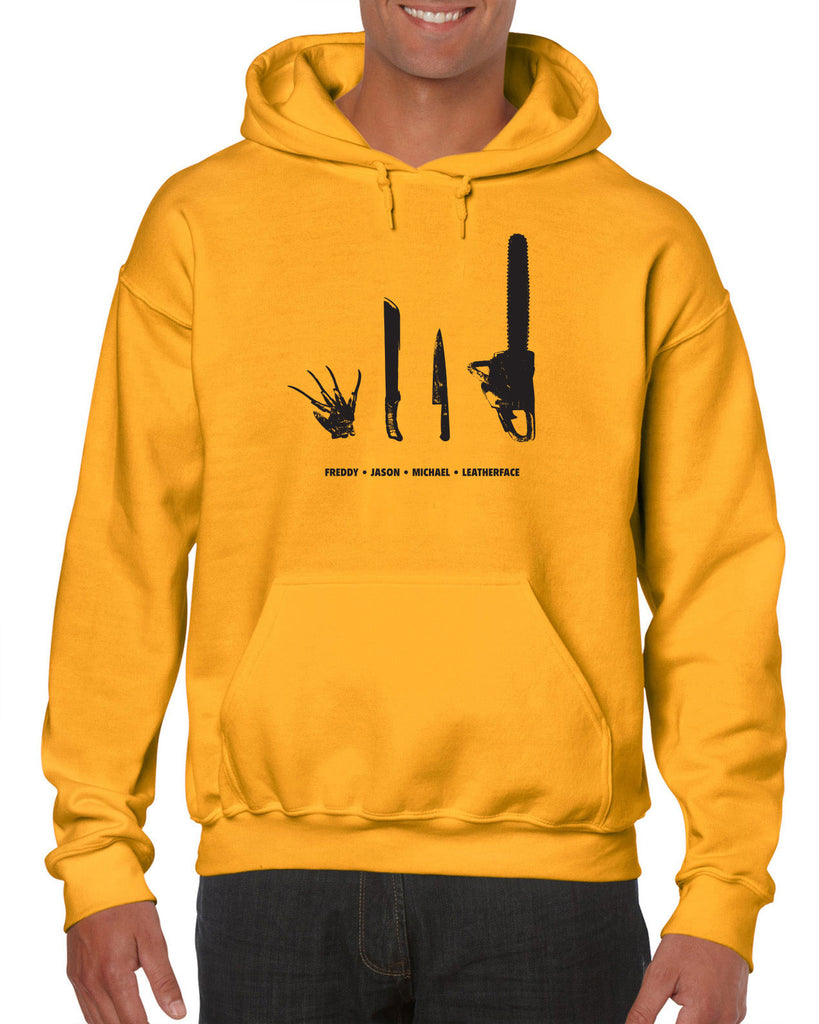 Horror Movie Villains Hoodie Hooded Sweatshirt nightmare on elm street texas camp crystal lake halloween costume slasher freddy friday the 13th scary