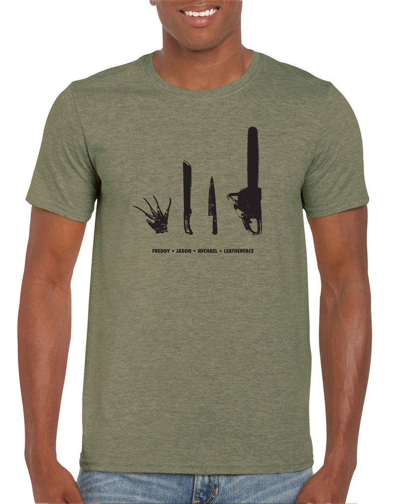 Men's Short Sleeve T-Shirt - Horror Movie Villains Weapons