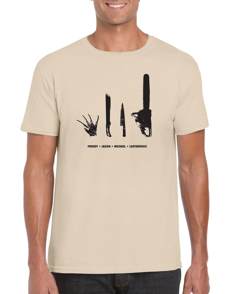 Men's Short Sleeve T-Shirt - Horror Movie Villains Weapons