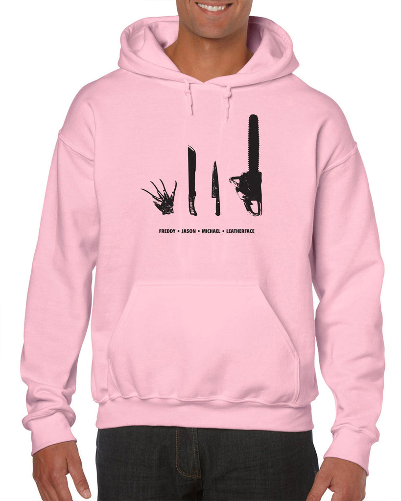 Horror Movie Villains Hoodie Hooded Sweatshirt nightmare on elm street texas camp crystal lake halloween costume slasher freddy friday the 13th scary