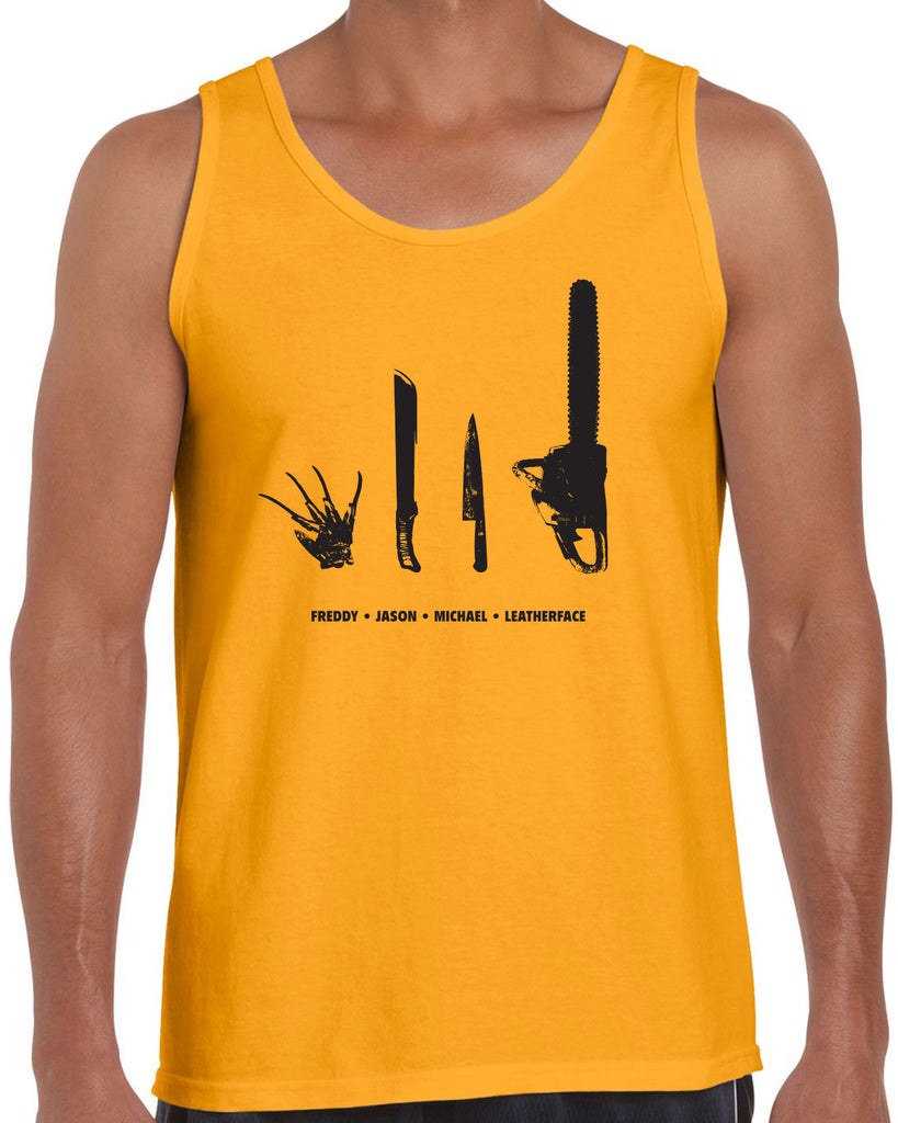 Men's Sleeveless Tank Top - Horror Movie Villains Weapons