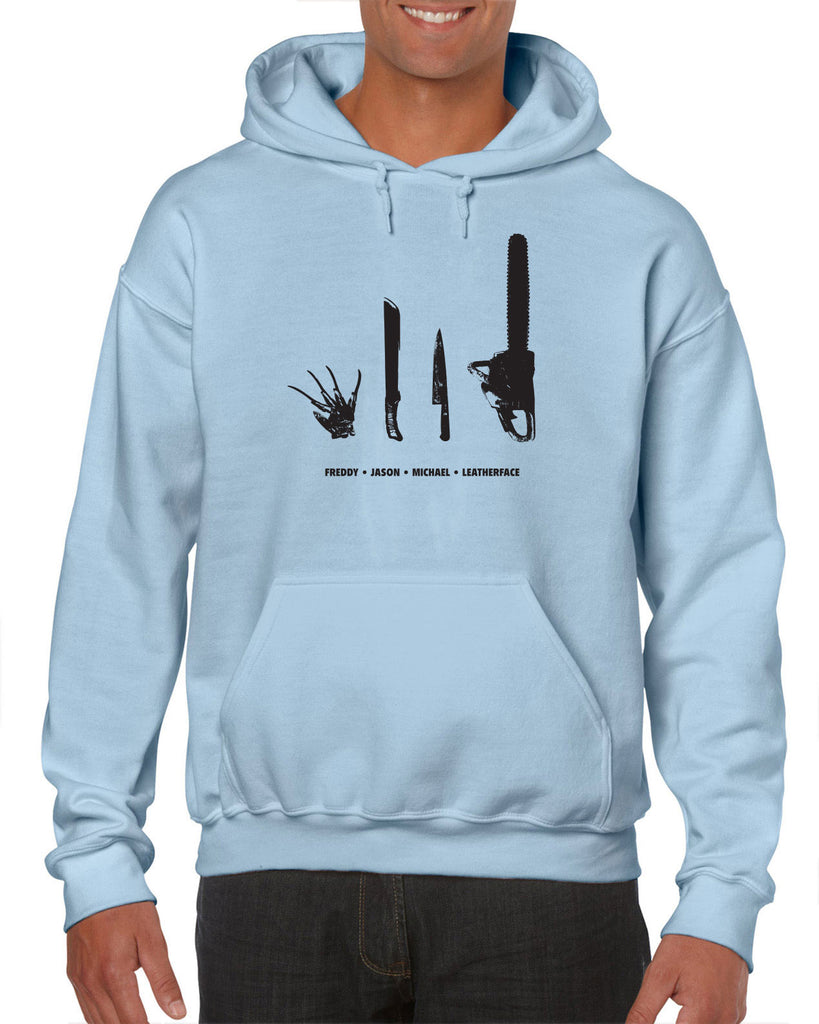 Horror Movie Villains Hoodie Hooded Sweatshirt nightmare on elm street texas camp crystal lake halloween costume slasher freddy friday the 13th scary