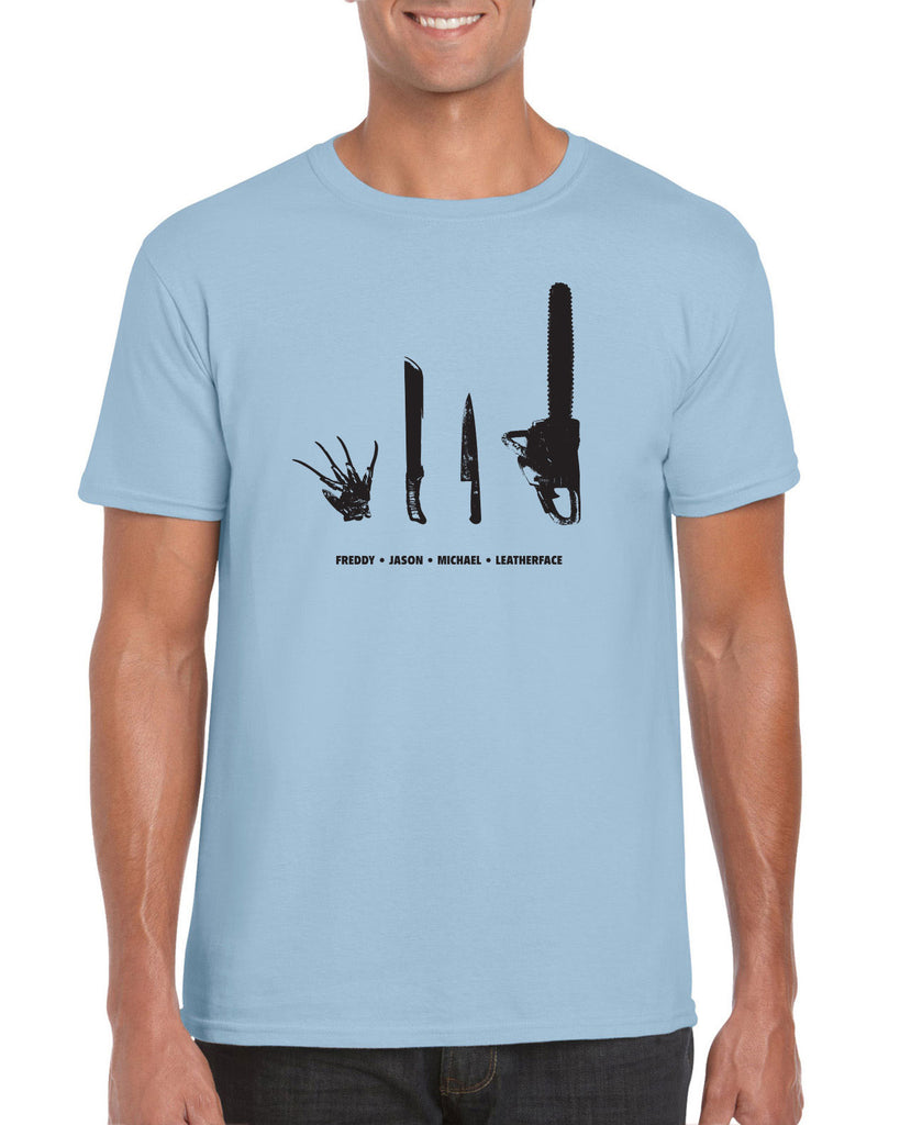 Men's Short Sleeve T-Shirt - Horror Movie Villains Weapons