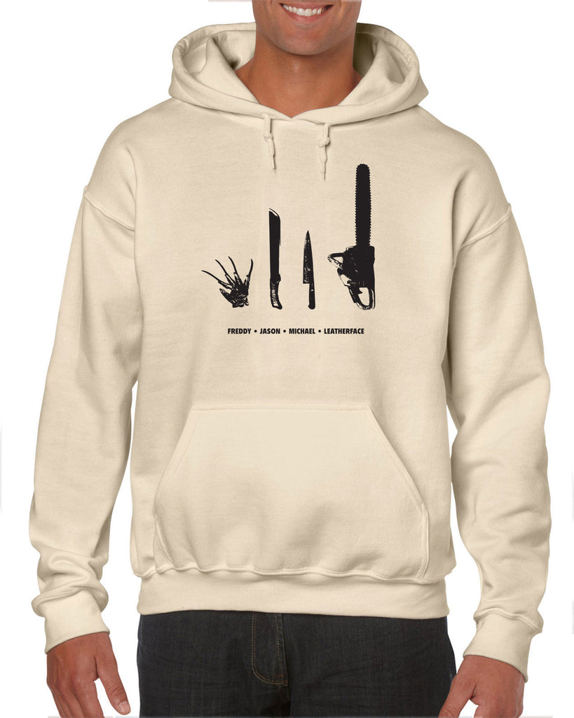 Horror Movie Villains Hoodie Hooded Sweatshirt nightmare on elm street texas camp crystal lake halloween costume slasher freddy friday the 13th scary