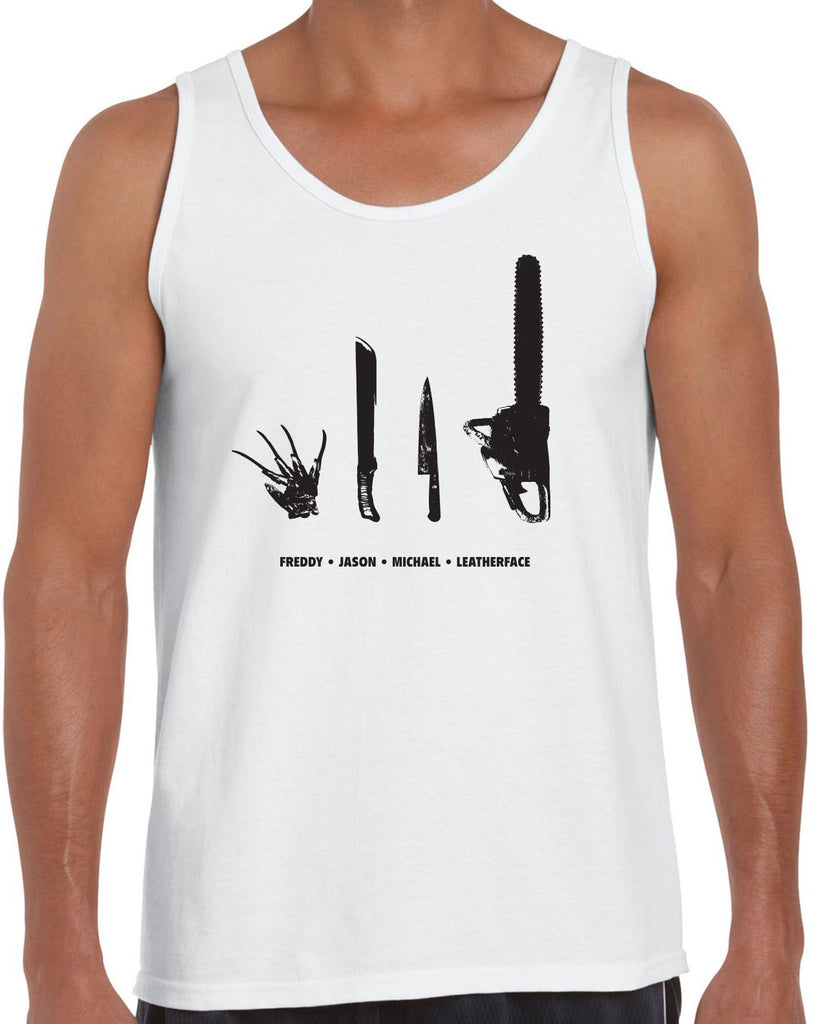 Men's Sleeveless Tank Top - Horror Movie Villains Weapons