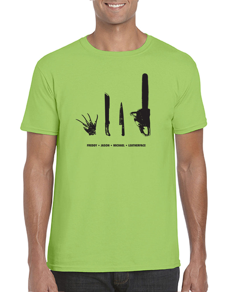 Men's Short Sleeve T-Shirt - Horror Movie Villains Weapons
