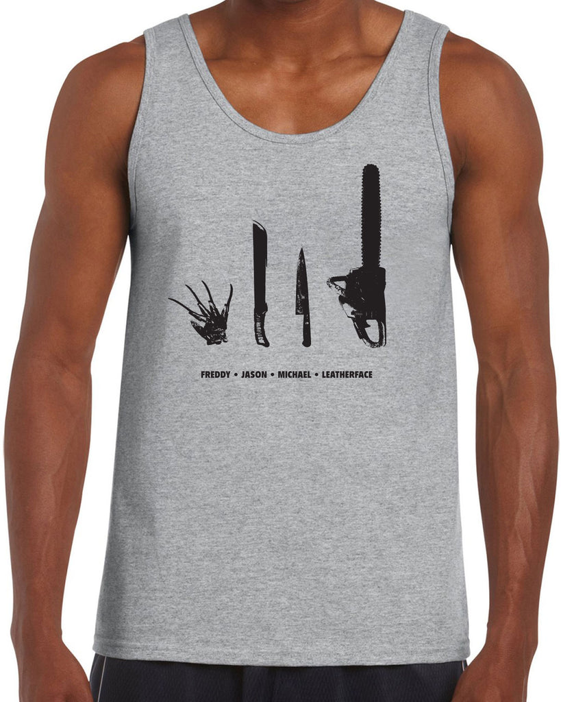 Men's Sleeveless Tank Top - Horror Movie Villains Weapons