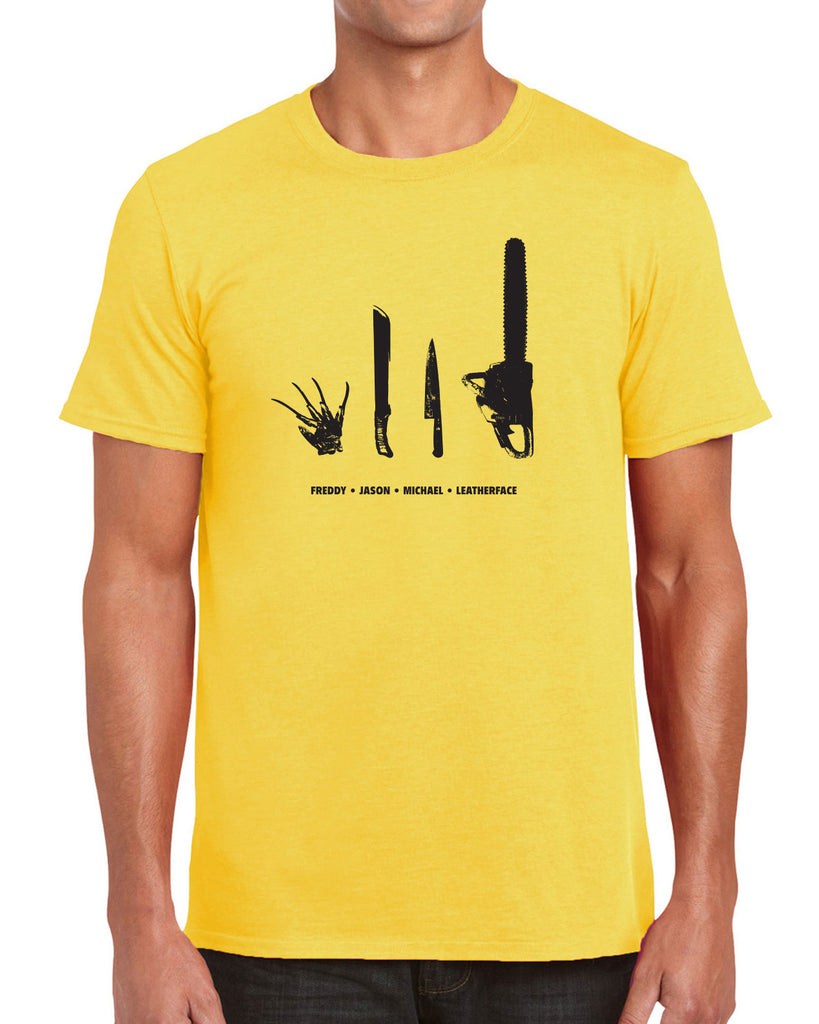 Men's Short Sleeve T-Shirt - Horror Movie Villains Weapons