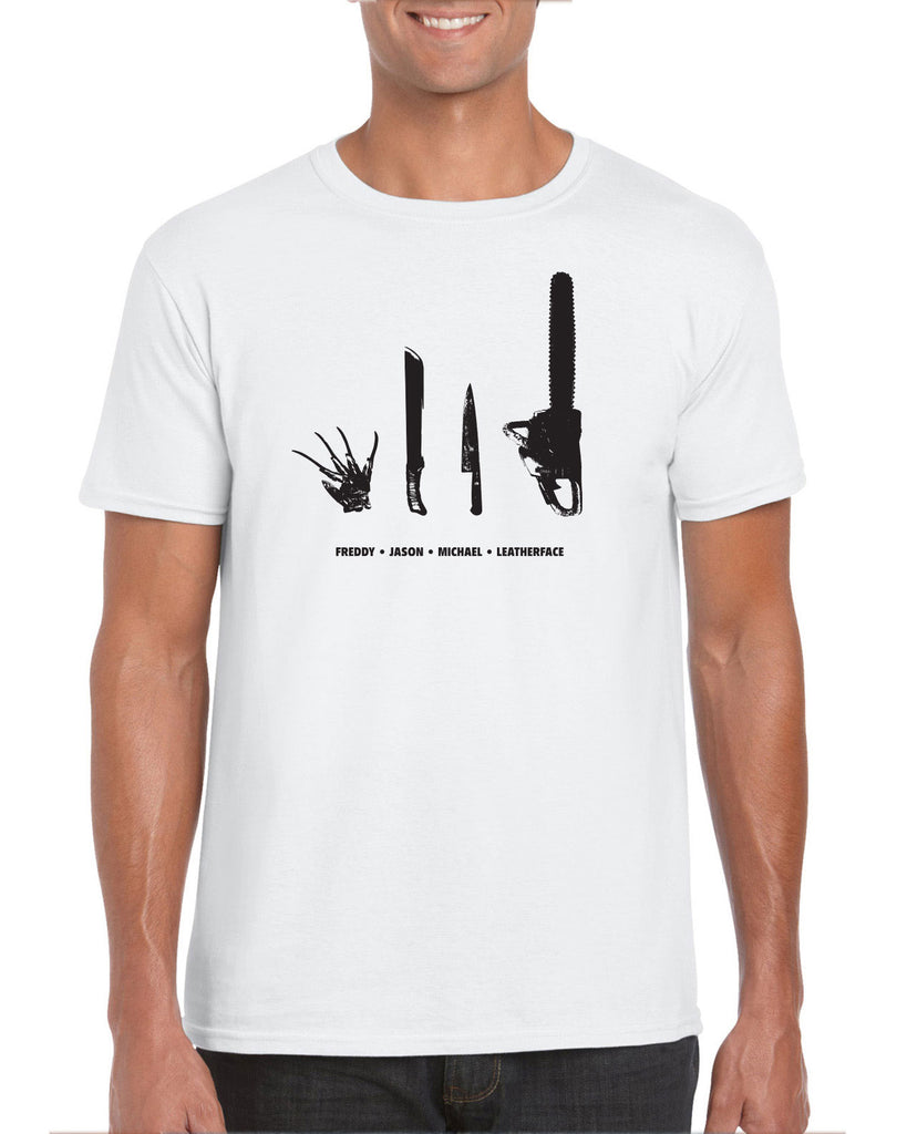 Men's Short Sleeve T-Shirt - Horror Movie Villains Weapons