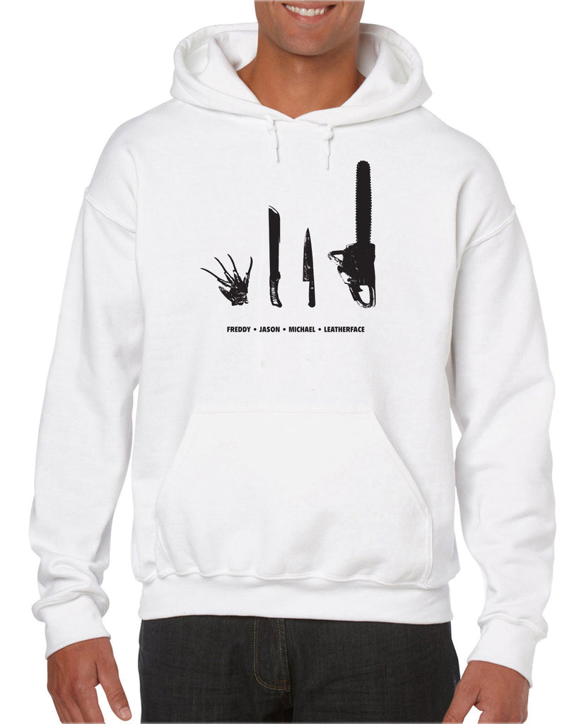 Horror Movie Villains Hoodie Hooded Sweatshirt nightmare on elm street texas camp crystal lake halloween costume slasher freddy friday the 13th scary