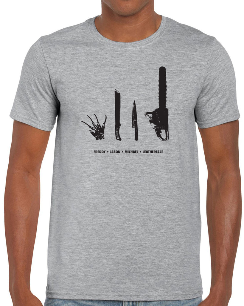 Men's Short Sleeve T-Shirt - Horror Movie Villains Weapons