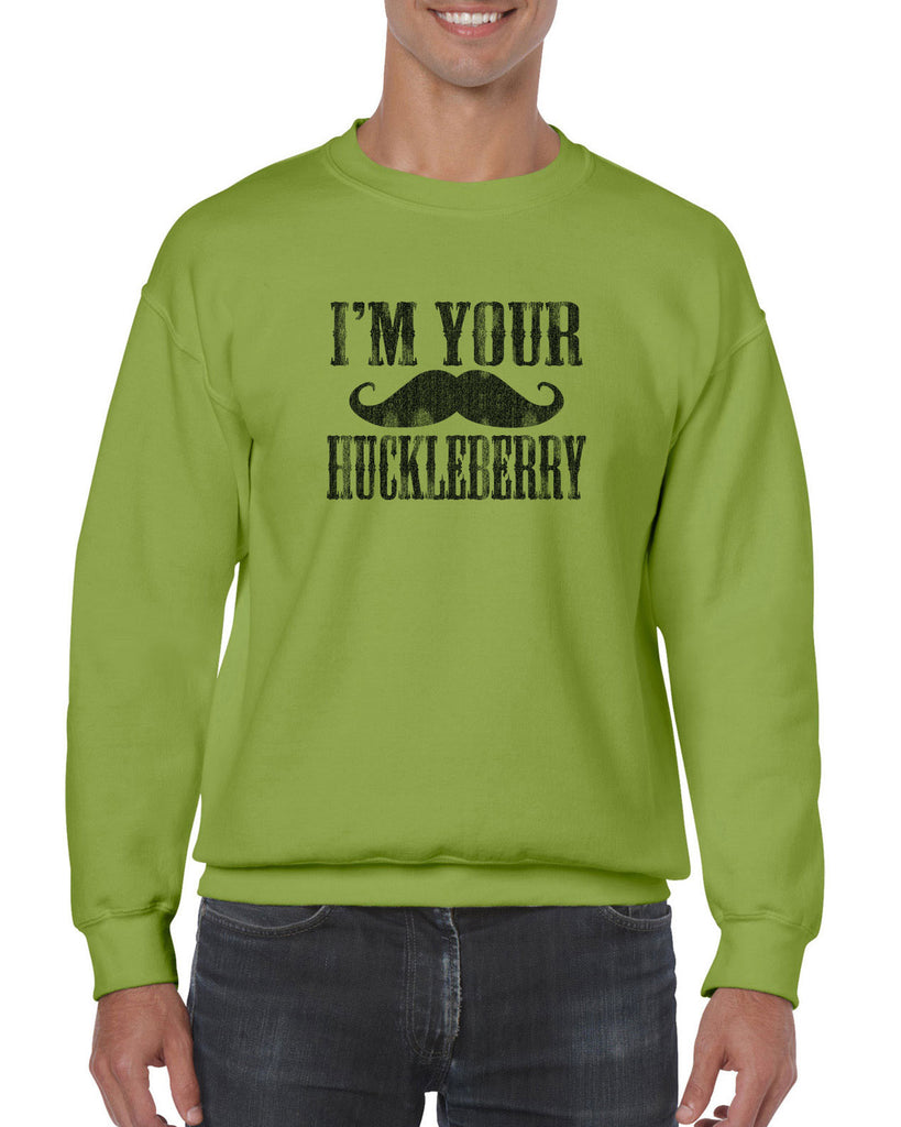Hot Press Apparel Mens Huckleberry Crew Sweatshirt Doc Holiday Tombstone Movie Mustache Gift Present