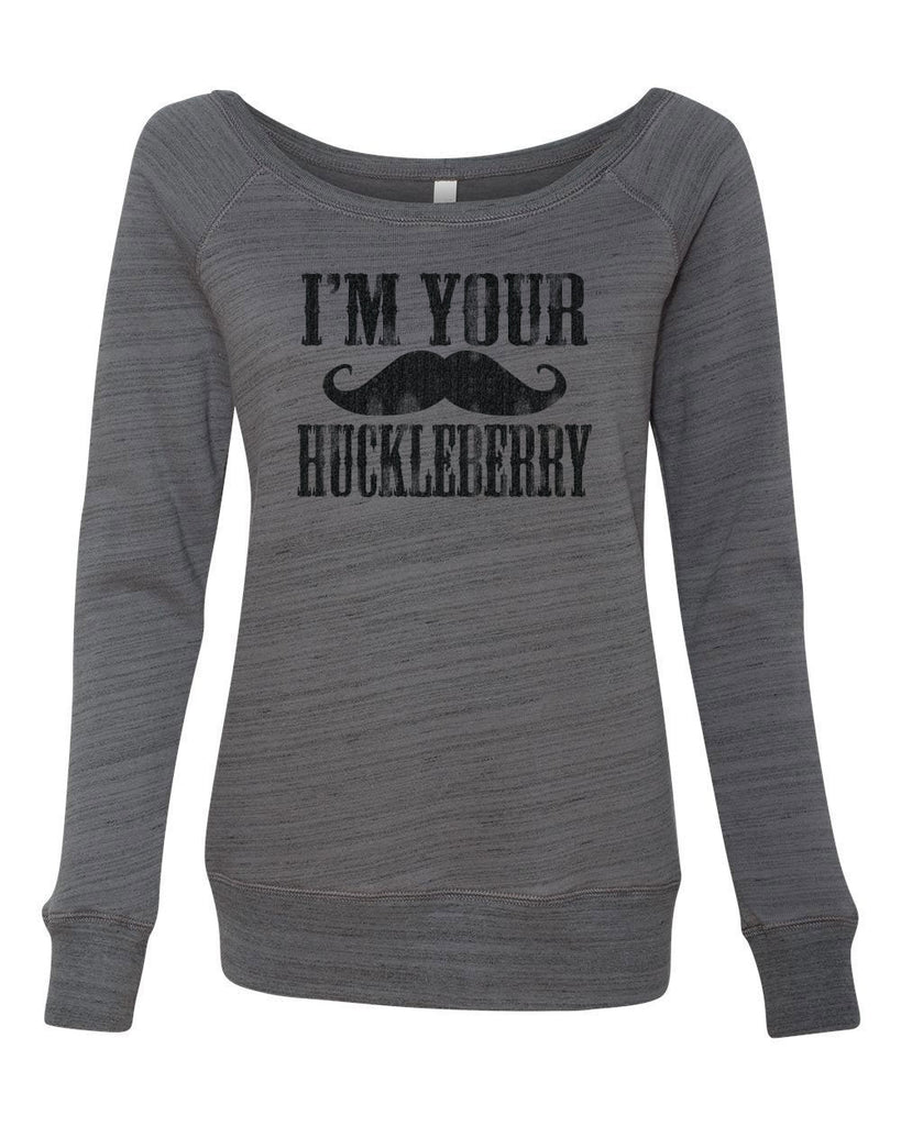 Hot Press Apparel Women's Off the Shoulder Sweatshirt Huckleberry Mustache Apparel Gift Present