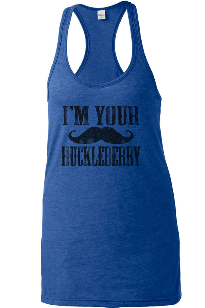 Hot Press Apparel Women's Racer Back Tank Top Huckleberry Mustache Western Doc Holiday