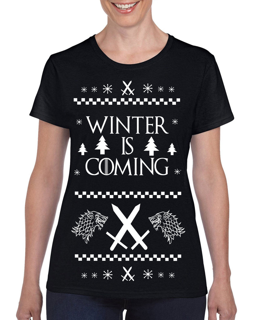 Hot Press Apparel Winter Is Coming Ugly Christmas Sweater Game of Thrones Night's Watch John Snow Start Gift Present Party Holiday