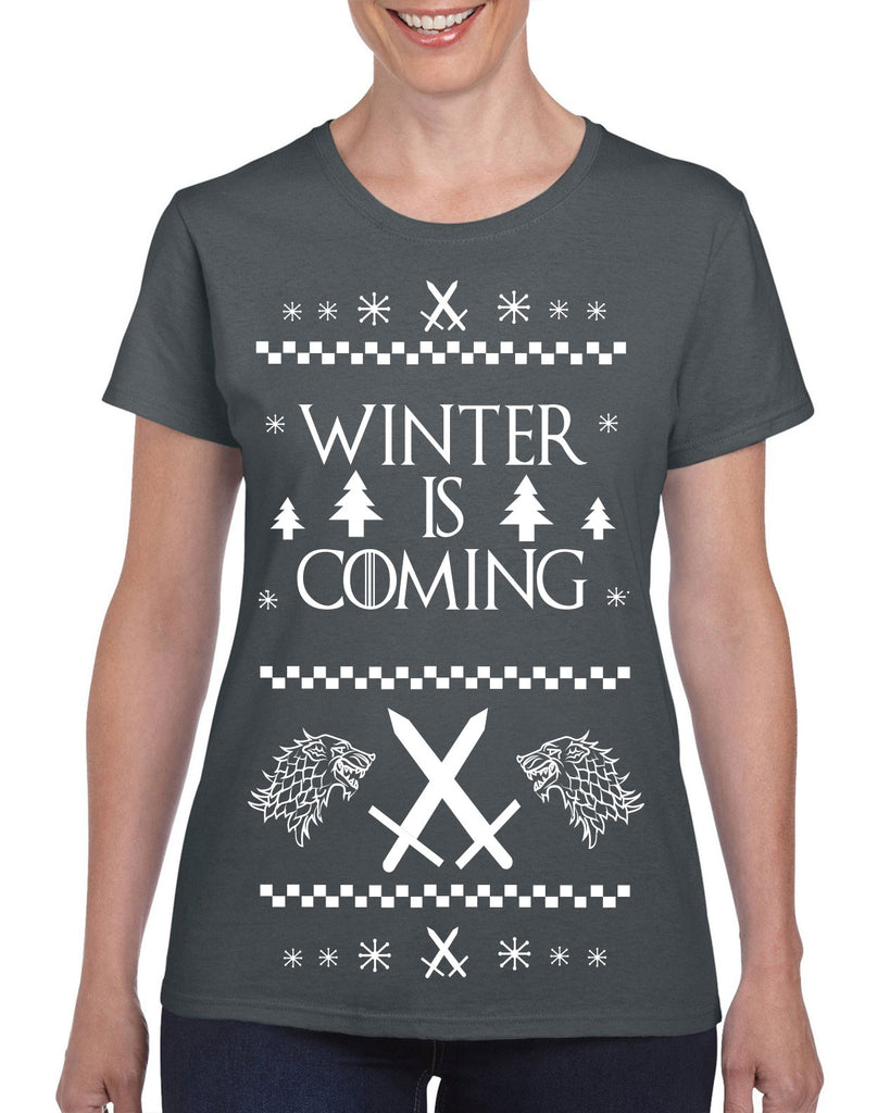 Hot Press Apparel Winter Is Coming Ugly Christmas Sweater Game of Thrones Night's Watch John Snow Start Gift Present Party Holiday