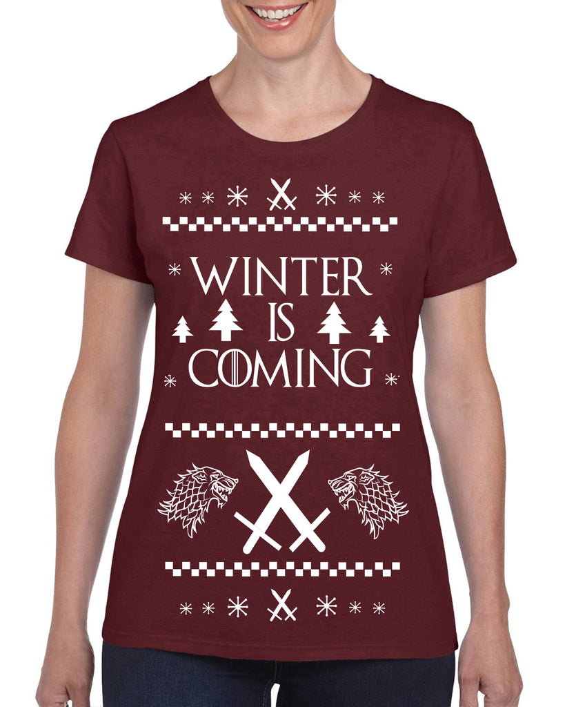 Hot Press Apparel Winter Is Coming Ugly Christmas Sweater Game of Thrones Night's Watch John Snow Start Gift Present Party Holiday