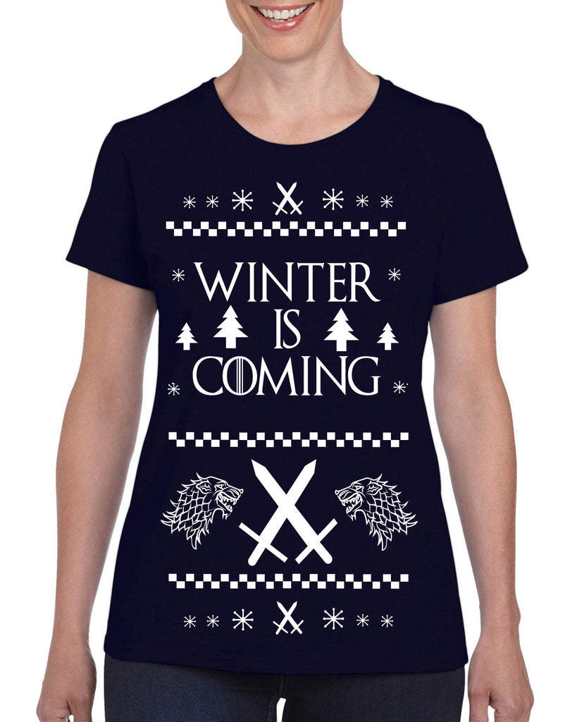 Hot Press Apparel Winter Is Coming Ugly Christmas Sweater Game of Thrones Night's Watch John Snow Start Gift Present Party Holiday