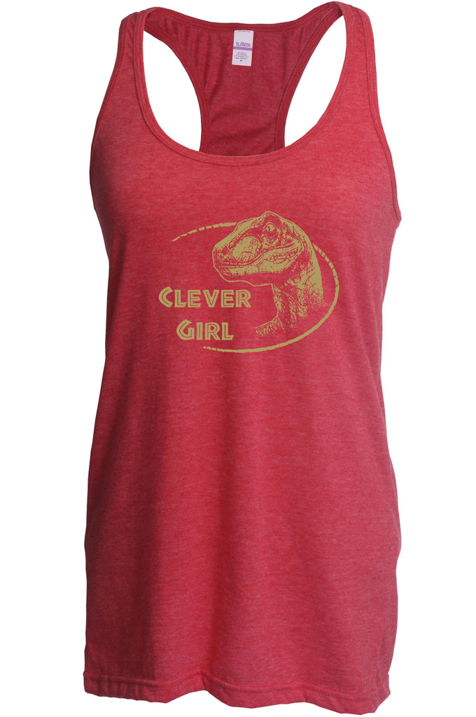 Women's Racer Back Tank Top - Clever Girl Dinosaur Raptor Racer Back Tank Top Movie Funny Present Gift Cool