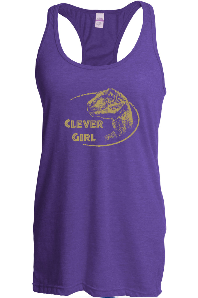 Women's Racer Back Tank Top - Clever Girl Dinosaur Raptor Racer Back Tank Top Movie Funny Present Gift Cool