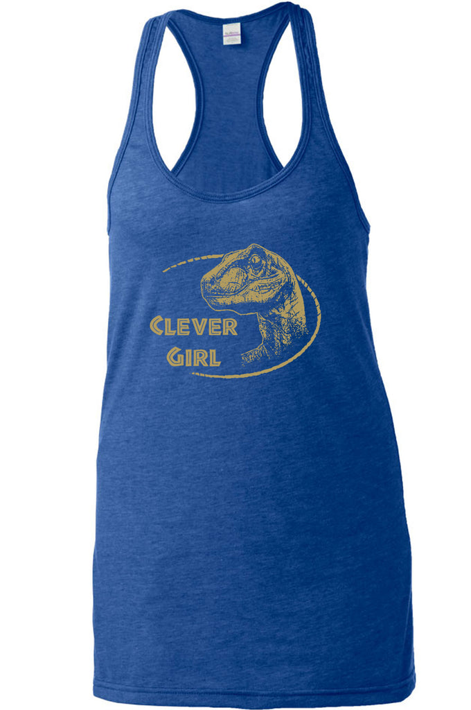 Women's Racer Back Tank Top - Clever Girl Dinosaur Raptor Racer Back Tank Top Movie Funny Present Gift Cool