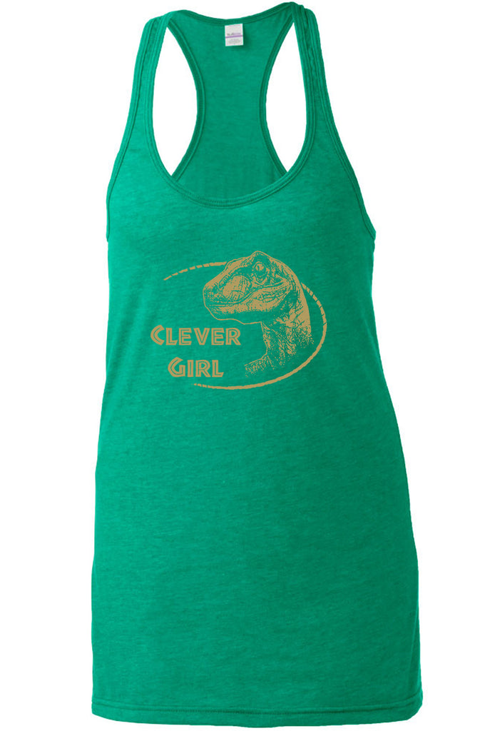 Women's Racer Back Tank Top - Clever Girl Dinosaur Raptor Racer Back Tank Top Movie Funny Present Gift Cool